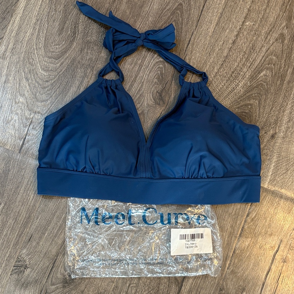 Blue Halter Bikini Swim Top